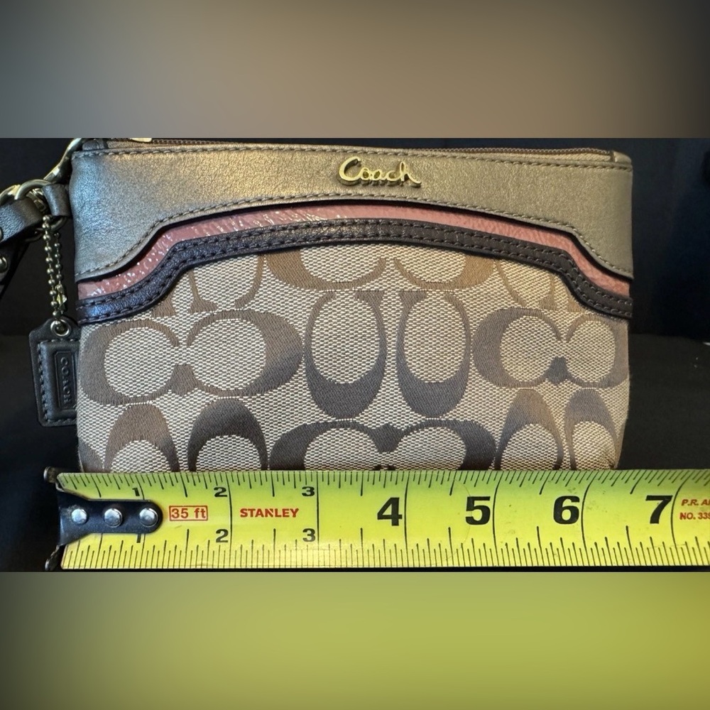 Coach Brown and Tan Signature Wristlet